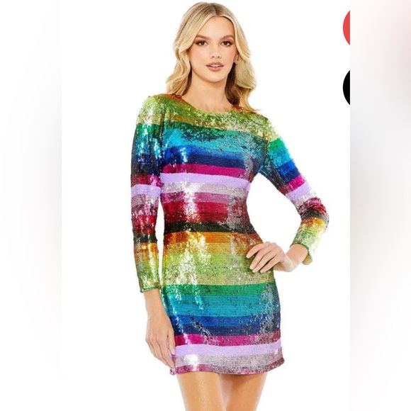 Mac Duggal Rainbow Sequin Dress size 2 NWT - Picture 1 of 10